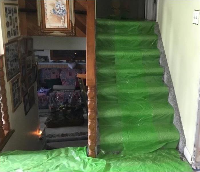 set of stairs with floor protection 
